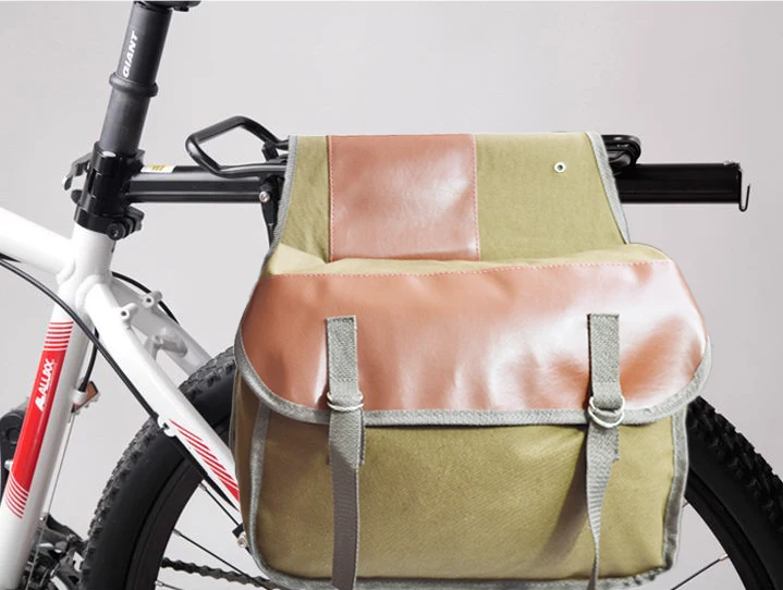 Discount Canvas Double Bicycle Pannier Rear Seat Bag Bike Pouch 40-50L Bike Trunk Rack Bag Bycicle Carrier Bag For Outdoor Sports 3