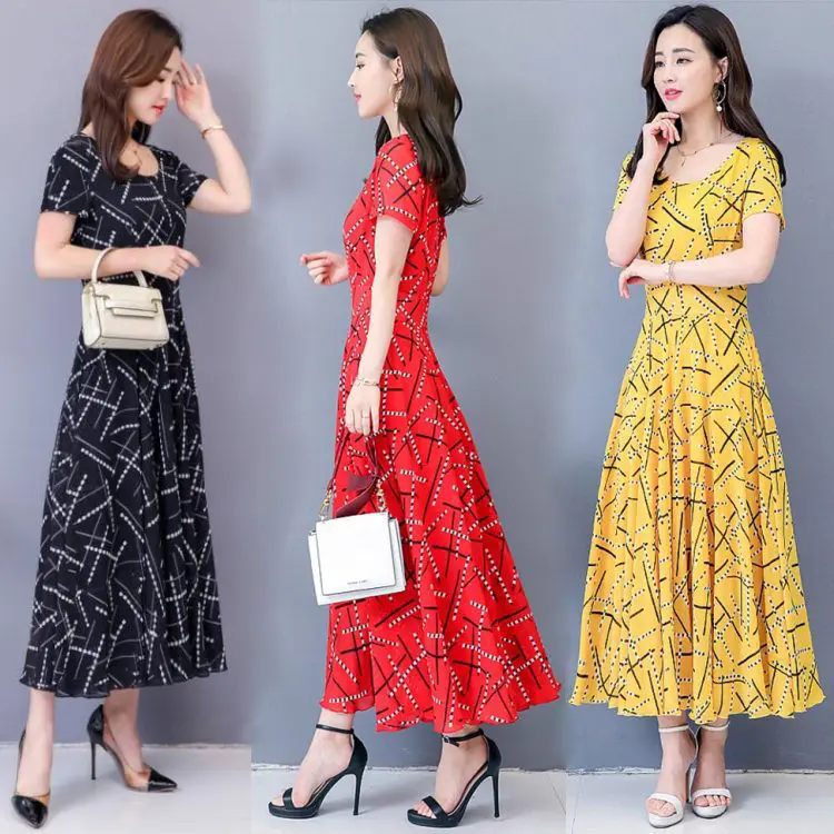 

Short Sleeve female half sleeve Dress Woman Thin Shivering long Dress Woman Polyester