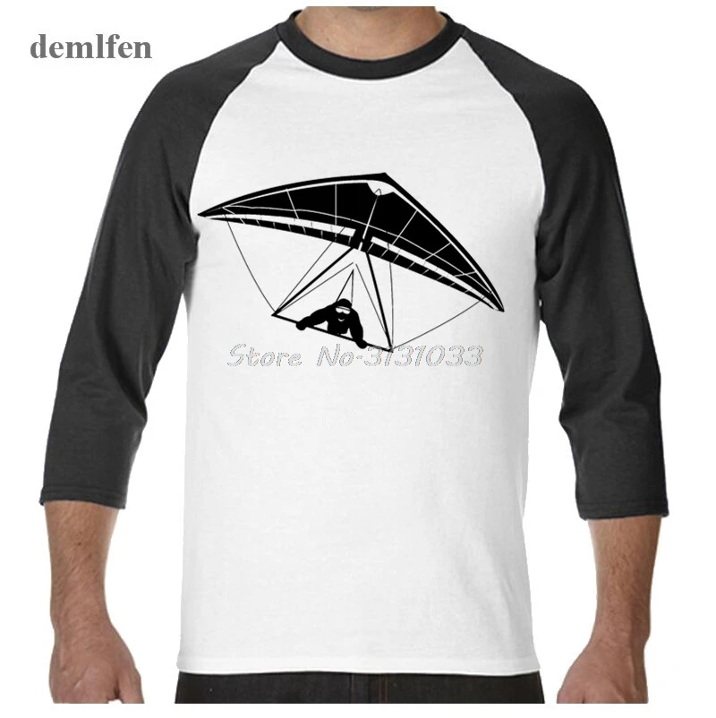 Summer Men Cotton 3/4 Sleeve T Shirt Interesting Extreme Hang Gliding