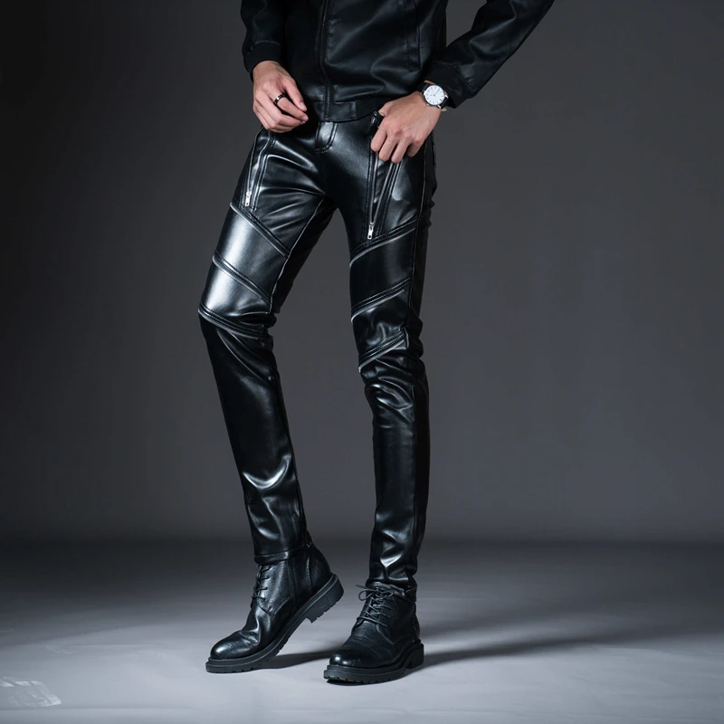 mens skinny leather pants