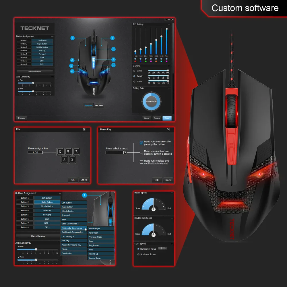 TeckNet 7000 dpi программируемая игровая мышь s Профессиональная геймерская мышь RAPTOR Pro Регулировка 8 dpi уровень геймерские Мыши для ПК ноутбука