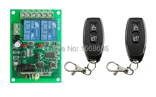 

DC12V 2CH 10A RF Wireless Remote Control Switch teleswitch With 2pcs metal Transmitter For Learning code