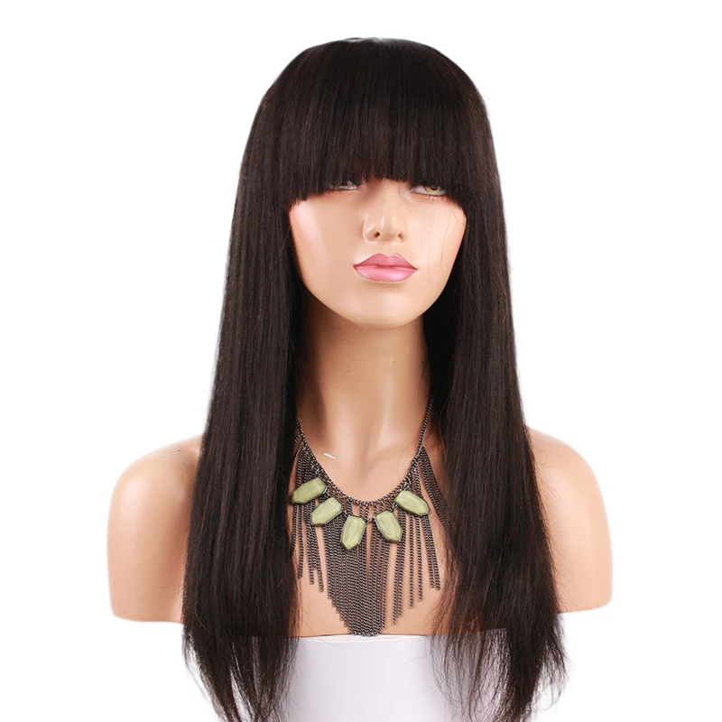 Eseewigs Light Yaki Lace Front Human Hair Wigs With Bangs Brazilian