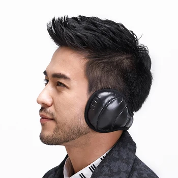 

Earbag Winter Earmuffs White Dark Down Ear muff Foldable Ear Warmers Plush Faux Leather Ear Bag Adjust Back orejeras hombre