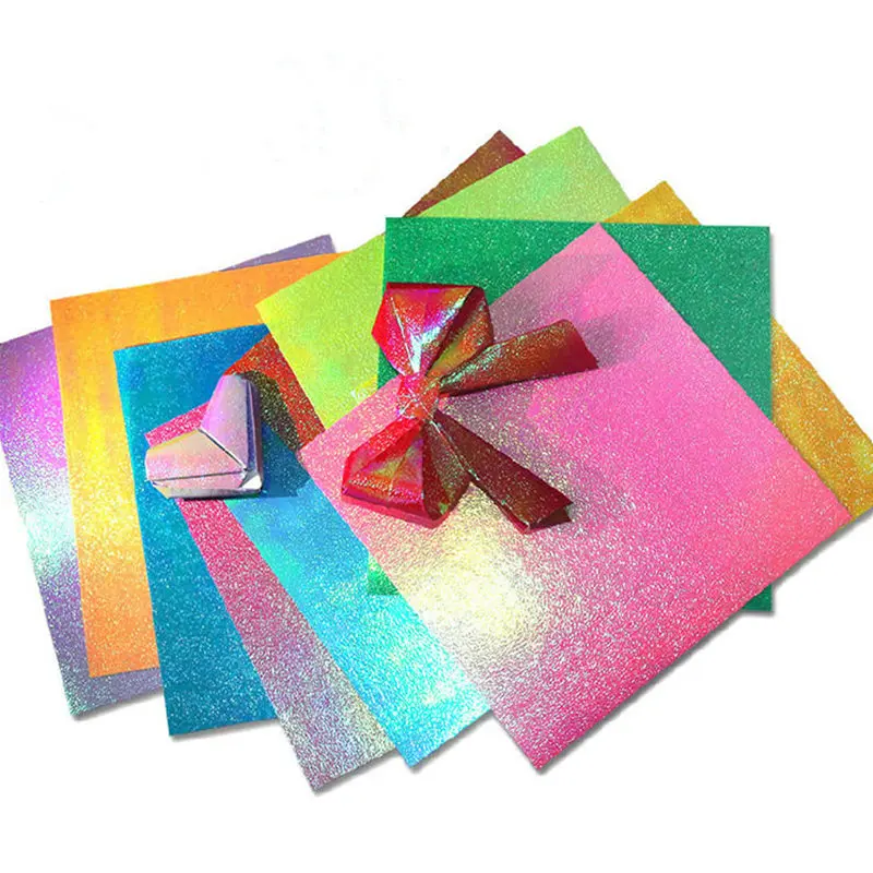

50pc/set Square Origami Paper Single Side Shining Folding Solid Color Glitter Papers Kids DIY Scrapbooking Hand Craft Decoration