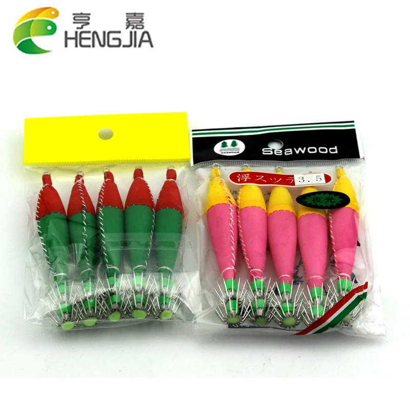 

Artificial Bait Fishing Lures Hook Squid Hook Wood Shrimp Sea Boat Fishing Luminous Squid Cuttlefish Sleeve-Fish Jigs Hook HJ057