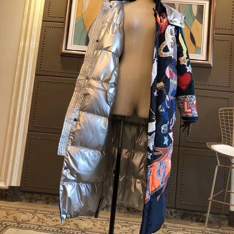 White duck down full sleeve Bohemian Cartoon Down Coats 2018 Latest Winter New Arrival Elegant Fashion Warm Long Coat Women White duck down full sleeve Bohemian Cartoon Down Coats 2018 Latest Winter New Arrival Elegant Fashion Warm Long Coat Women