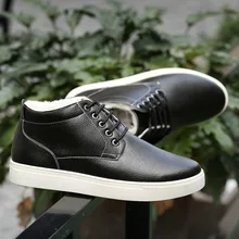 Hemmyi keep warm and cotton men boots winter classic ankle boots for lace-up male shoes large size 11 12 13 14 black blue