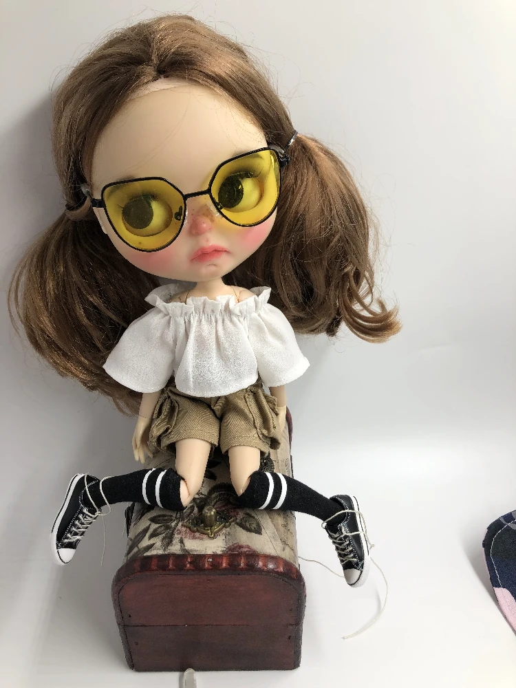 T02-X601 Blyth кукольные одежда 1/6 куклы аксессуары azone ручной работы, одежда из белого топа и комбинезоны хаки