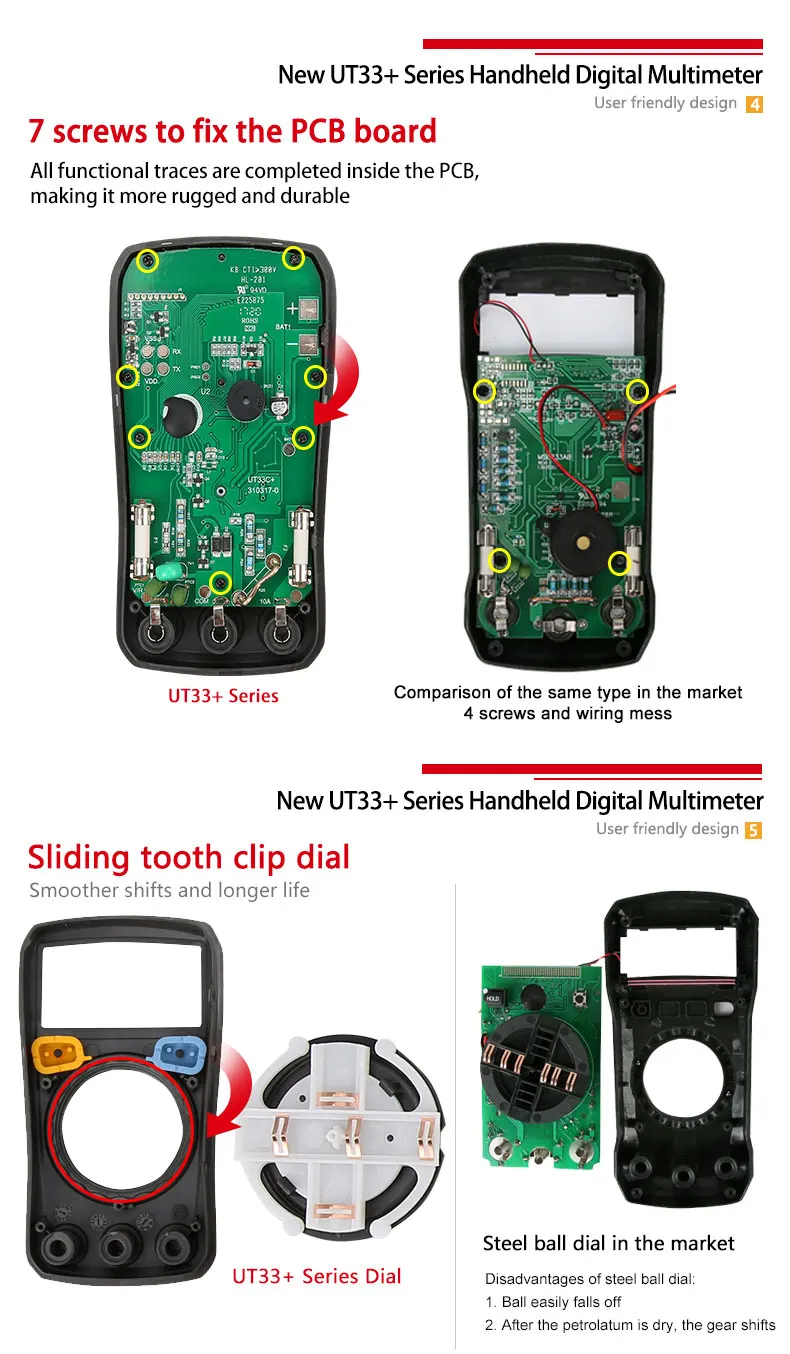 UNIT UT33B+ Mini Digital Multimeter AC DC Voltmeter Ammeter 2000 Counts Battery Test Meter Multitester Resistance ohm Tester