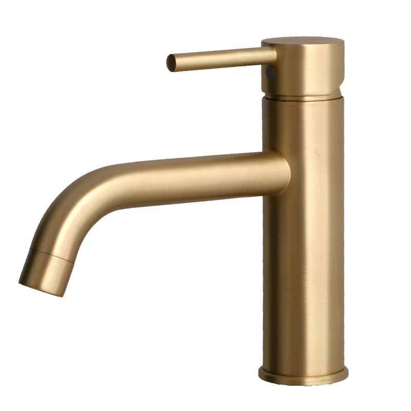 

MTTUZK 304 Stainless Steel Brushed Gold Bathroom Basin Faucet Cold Hot Mixer Tap Deck Mounted Long Mouth Sink Faucet Crane