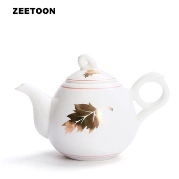 

215ml Japanese Style Zen Maple Leaf Teapot Ceramic White Porcelain Outdoor Travel Kung Fu Tea Set Tea Pot Kettle Creative Decor