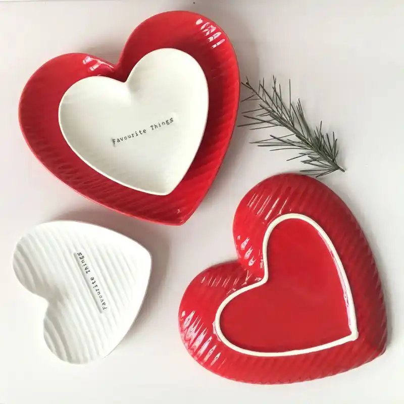 Embossed Heart Shaped Dessert Plate Snack Dish Jewelry Tray