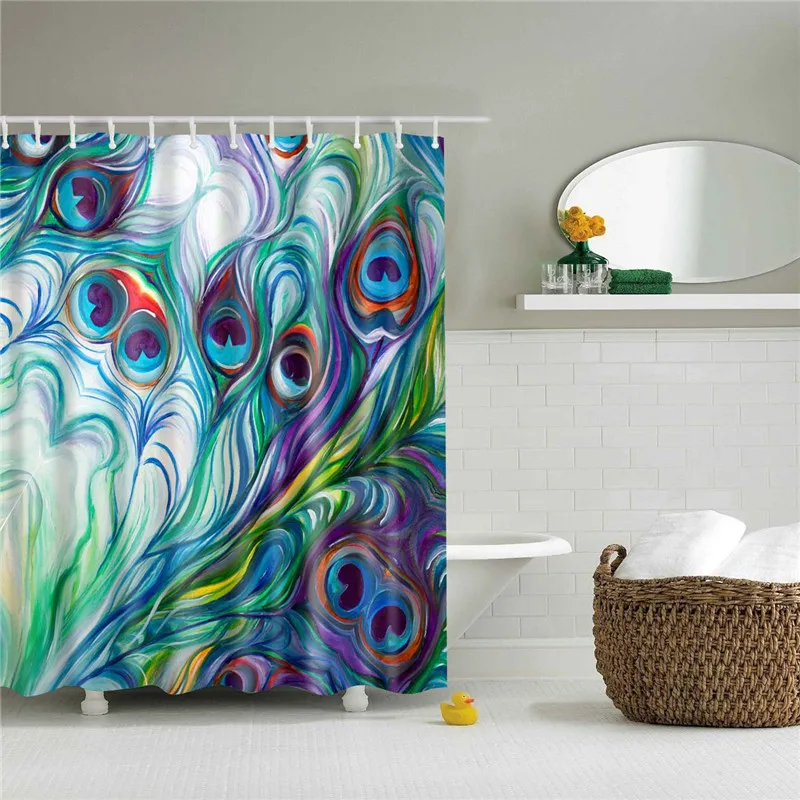 Животные Павлин нордическая печать ванная комната Декоративные занавески для ванной комнаты высокое качество водонепроницаемый экран для ванной комнаты