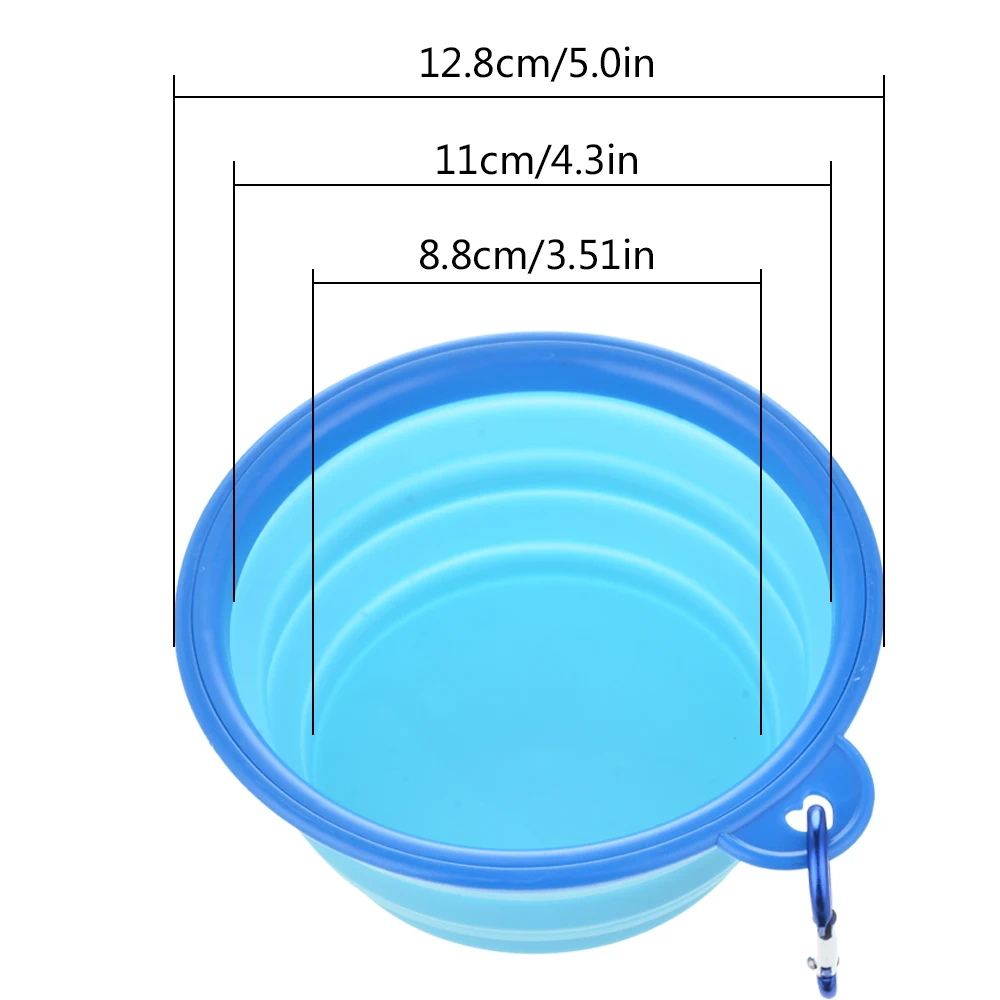 1 шт Мягкая миска для собак, складная силиконовая миска для путешествий для собак, портативная складная Складная миска для собаки для кошки, подача воды пищи 7