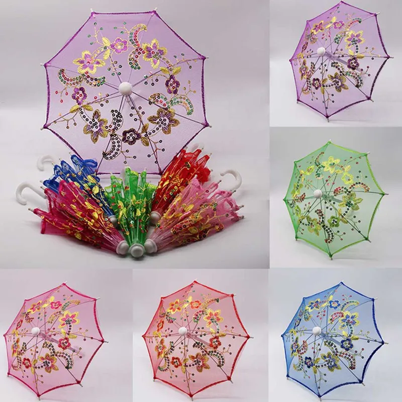 

2019 Lace Umbrella Doll Accessories Handmade Doll's Embroidered Umbrella For Dolls Toy Accessories