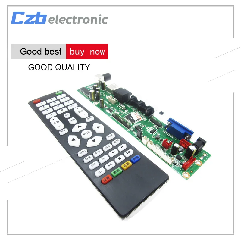 

V29 Universal LCD LED TV Controller Driver Board AV/PC/VGA/HDMI/USB Interface USB play multi-media V29 With Remote