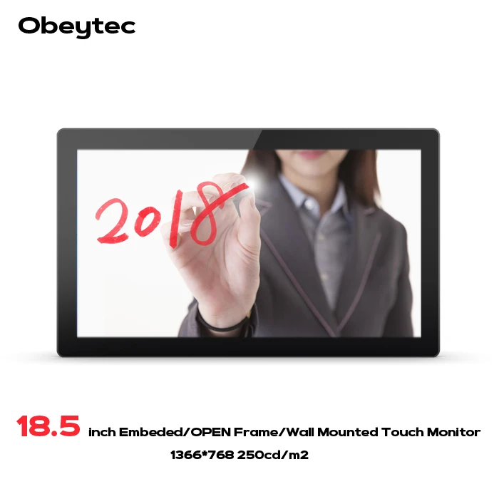 

Obeytec 18.5inch LCD Wide Capacitive Open Frame Touch Monitor, PCAP touch screen, Multi 10 Points Touch, 16:9, IP65 Vandal Proof