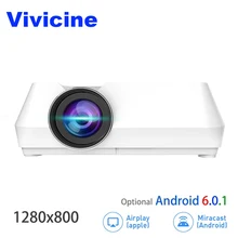 Vivicine Mini LED Projector,Portable Multimedia Video Projector for Movie Games Optional 1280×800 Android WIFI Bluetoot Beamer