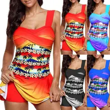 Размера плюс Для женщин раздельный купальник пляжная одежда Мягкий Купальник бикини набор сексуальный Для женщин пуш-ап пляжные вечерние с принтом, 2 предмета в наборе, набор