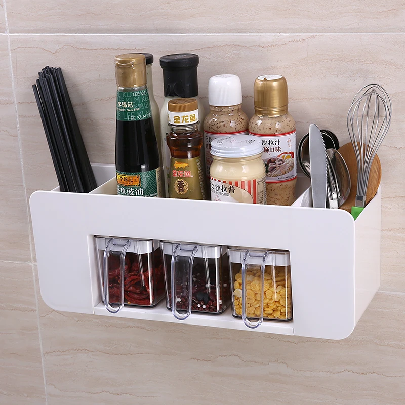 

multi-function No mark plaster kitchen capacity three lattice flavoring box seasoning box 38.5*13*15cm