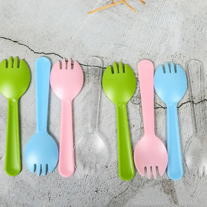 

60pcs Disposable cake small spoon fork with one independent packaging thick plastic set of spoons and forks cutlery knives