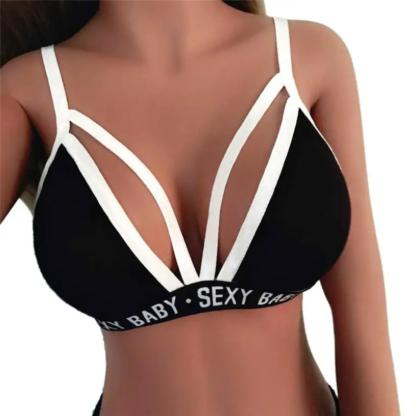 

#5 2018 Fashion Women Word Print Sexy Baby Bralette Pure Three Quarters Unpadded Bra