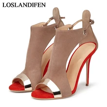 Flock Kid Suede Gladiator Sandals Women Retro Cross Strap Stiletto High Heels Sandals Female Rome Party Dress Shoes New TL-A0019 deleventh new gladiator women shoes double strap buckle stiletto high heels sandals pu black sexy party dress shoes women female