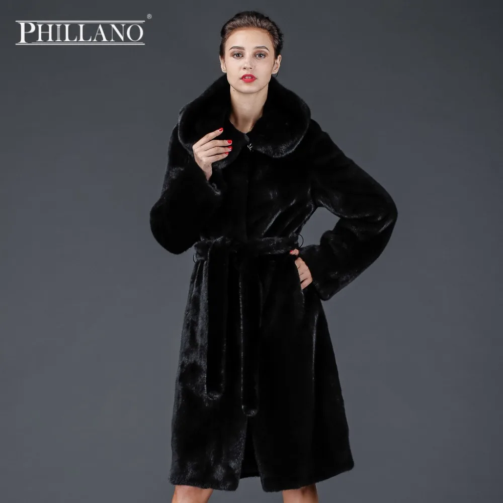 

SALE Phillano Special Women Genuine Mink Fur Coat Hooded Full Sleeve Black Color Natural Mink Fur Luxury Ladies Long Fur Coats