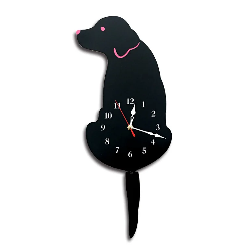Тишина лучшие подарочные настенные часы декор для детской комнаты мультфильм собака настенные часы домашний декор часы путь хвост движение - Цвет: as photo