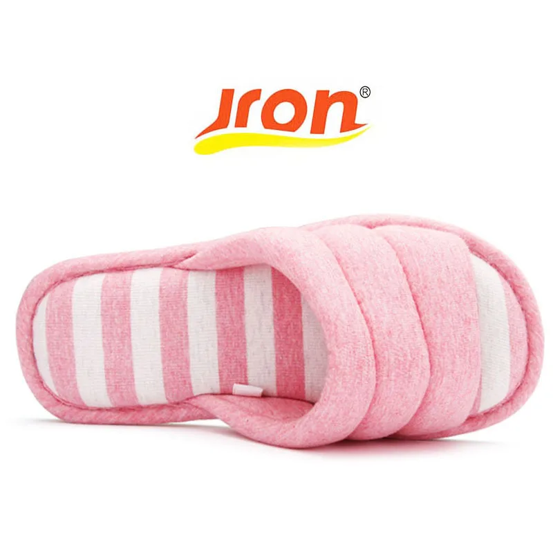 Jron Woman Pleated Cotton Fabric Slippers Candy Color Indoor Floor