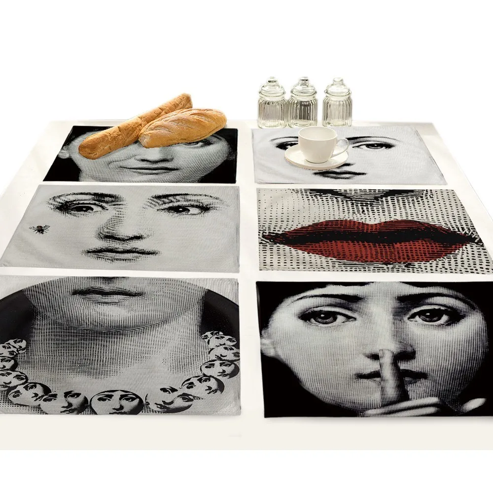 Fornasetti الفن ماستر Manteles Individuales تحديد الموقع ل طاولة طعام كوستر زهرة إكسسوارات ديكور منزلي الحديثة حصيرة سادة