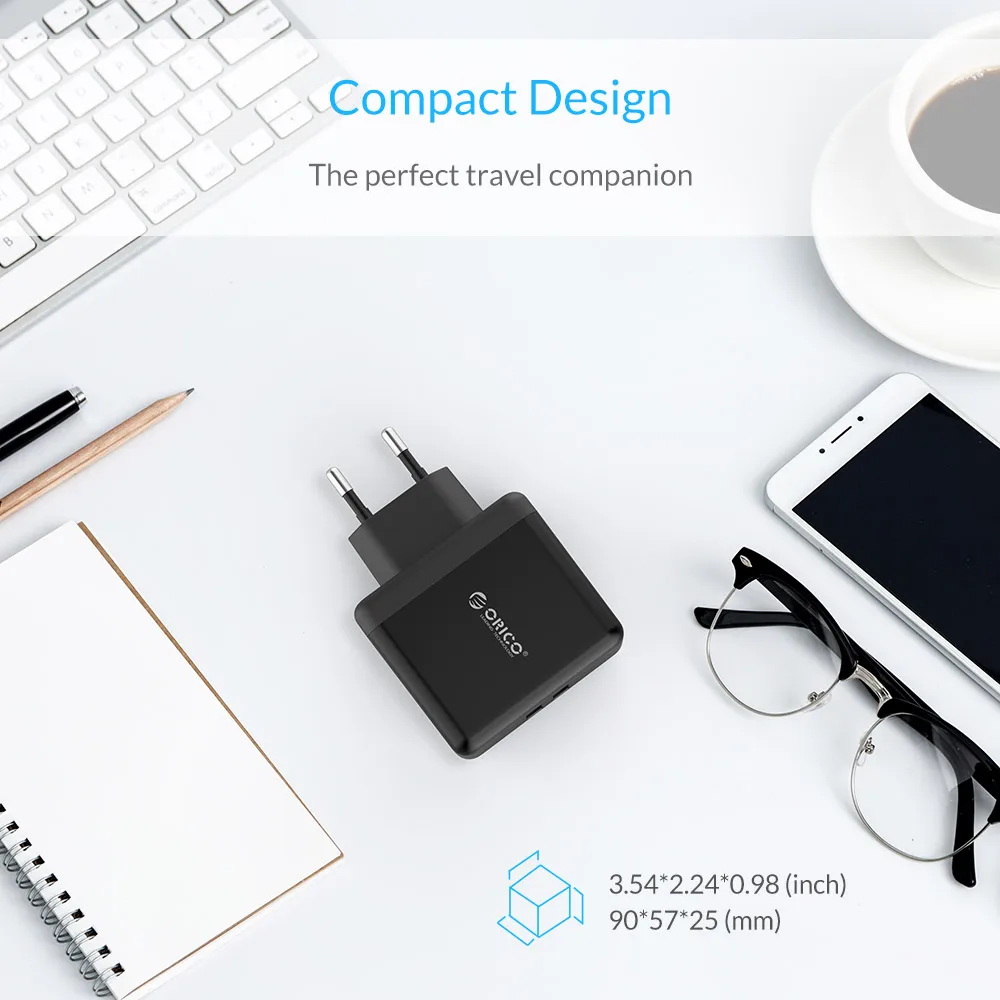 ORICO ثنائي ميناء الهاتف المحمول شاحن 5V2. 4A 15 W USB شاحن السفر المحمولة الذكية محول حائط الاتحاد الأوروبي التوصيل الأسود/الأبيض ORICO ثنائي ميناء الهاتف المحمول شاحن 5V2. 4A 15 W USB شاحن السفر المحمولة الذكية محول حائط الاتحاد الأوروبي التوصيل الأسود/الأبيض