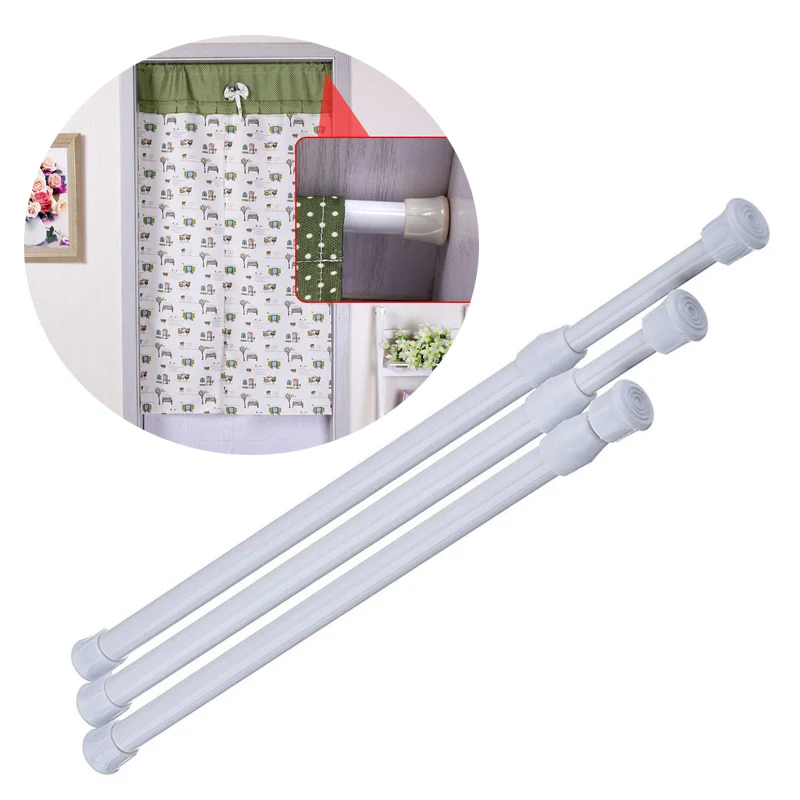 

Adjustable Curtain Rod Metal Spring Loaded Bathroom Bar Shower Extendable Telescopic Poles Rail Hanger Rods LC