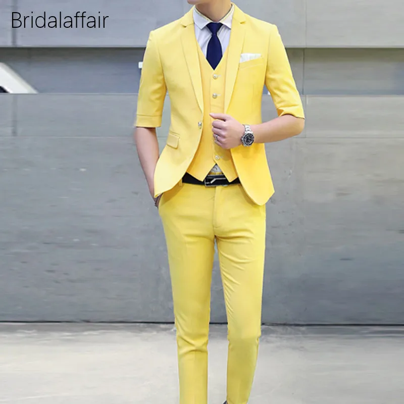 KUSON Men Suit Set Short Sleeves Blazer 