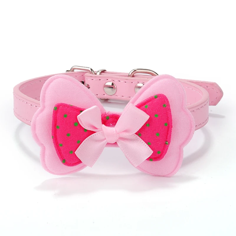 

Fashion Small Dog Collars Pet Accessories PU Leather Dog Collar Perro Lead Pet Products Animal Necklace Bowknot Mascotas