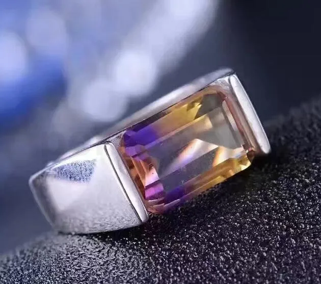 Мужское кольцо, кольцо с аметрином, серебро 925 пробы, 4.2ct, драгоценный камень, хорошее ювелирное изделие, кольцо с надписью Boss, ручная работа, ювелирное изделие B18083101