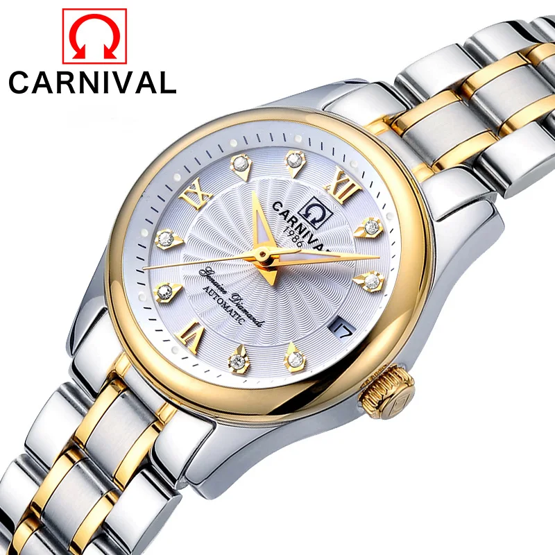 

Carnival Fashion Automatic Watch Women Top Brand Luxury Mechancial Watches Diamond Golden Dress Ladies Wrist Watch reloj mujer