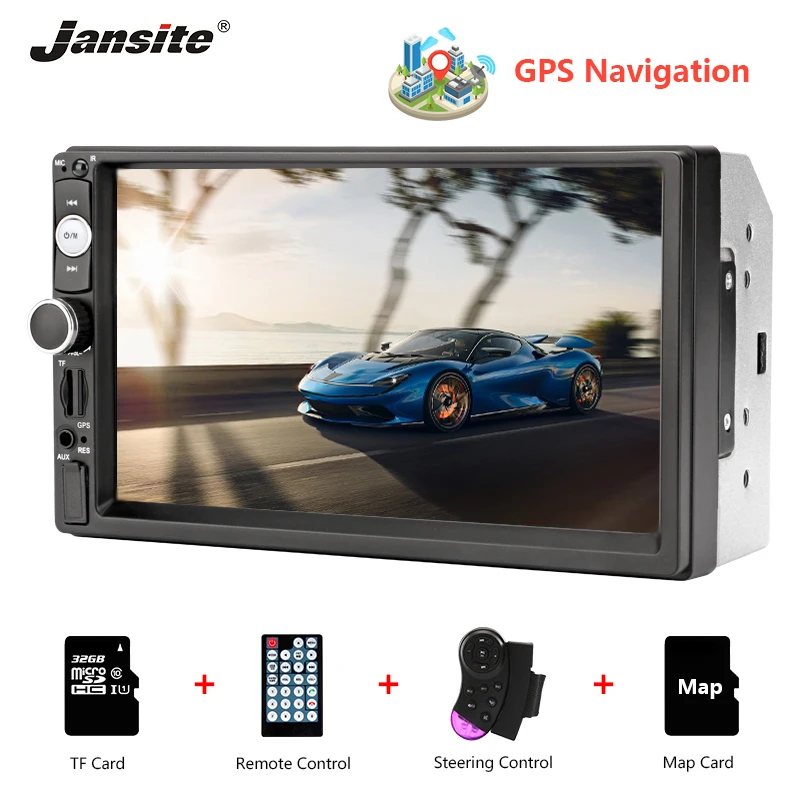 

Jansite 7" MP5 Car Radio Touch Screen GPS Navigation player with Steering wheel control Stereo radios two din Bluetooth players