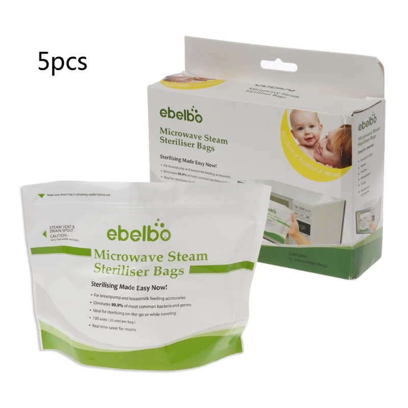 

5 PCS/ Pack Quick Clean Microwave Steam Disinfection Steam Bag Baby Nursing Bottle Nipple Polyethylene Sterilization Bag