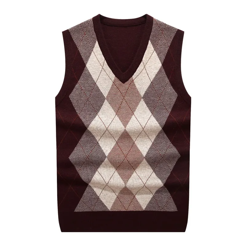 Brown checkered sweater vest Clearance
