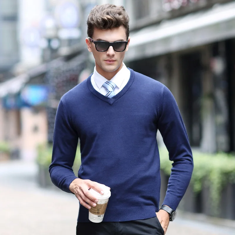 v neck sweater and dress shirt