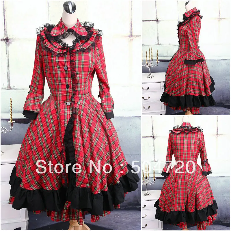ON SALE V 1118 Red Cotton Gothic Lolita font b Dress b font victorian font b