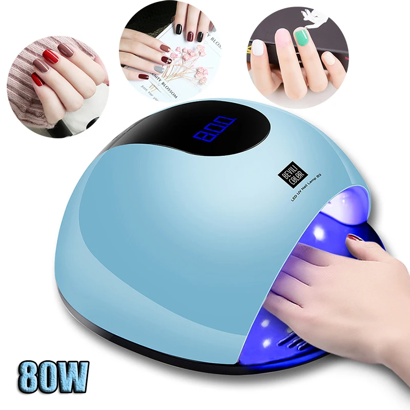 

80W High Power LED Nail Phototherapy Machine, Fast Induction Drying Nail Polish Nail Lamp Nail Light Gel Lamp