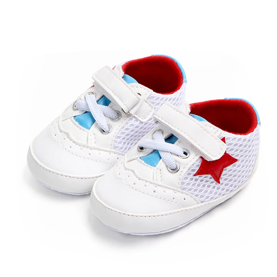Новая детская нескользящая обувь из искусственной кожи для первых шагов на мягкой подошве для новорожденных От 0 до 2 лет кроссовки фирменные дышащие туфли для малышей