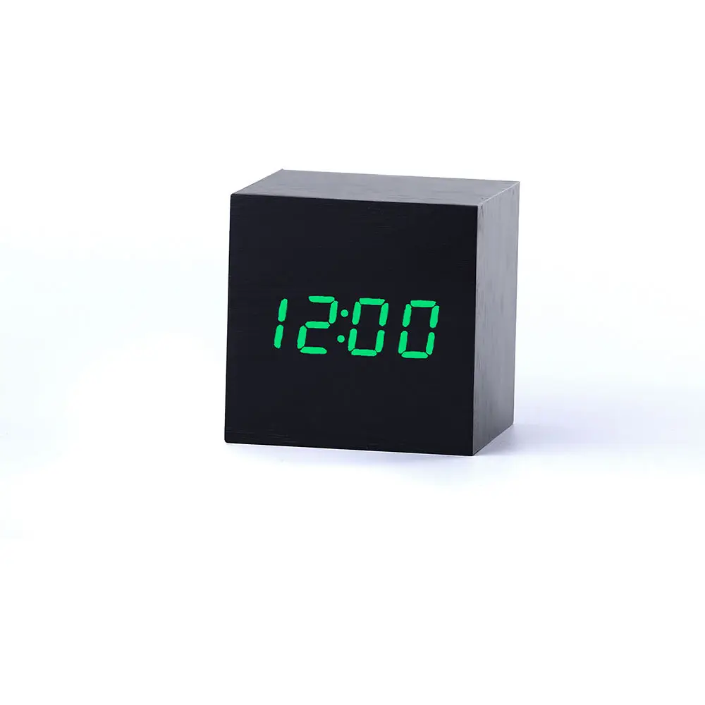 Chinese Style Sound Control Wooden Wood Square LED Alarm Clock Desktop Table Digital Thermometer Wood USB/AAA Clock Chinese Style Sound Control Wooden Wood Square LED Alarm Clock Desktop Table Digital Thermometer Wood USB/AAA Clock
