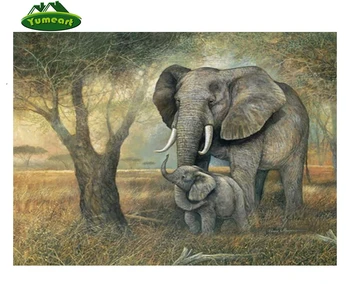 

YUMEART 5D Diamond Painting Forest Elephants Diy Diamond Drawing Crafts Needlework Square Diamond Mosaic Diamond Embroidery Kits