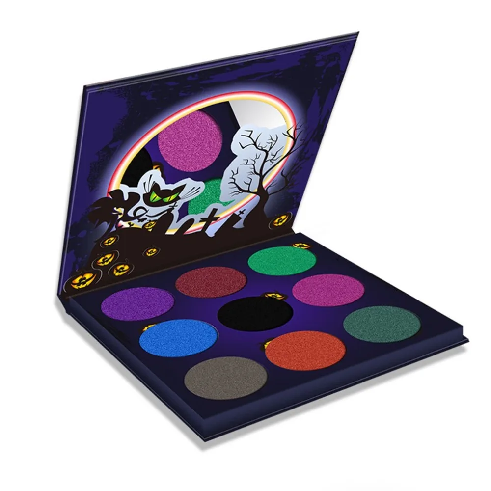 

9 Color Eyeshadow Palette Makeup Cosmetics high-brightness pearl diamond pumpkin head eye shadow box delicate silky glasses
