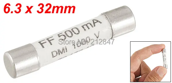 1000V 500mA 6.3 x 32mm White Ceramic Fuse for Multimeter b