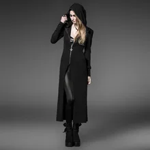Steampunk Loose Casual Coat with Long Witches’s Hats Gothic Black Knitting Hoody Long Trench Coats